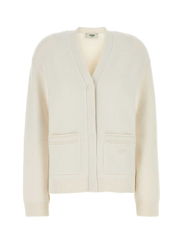 V-neck Double Pocket Cashmere Cardigan
