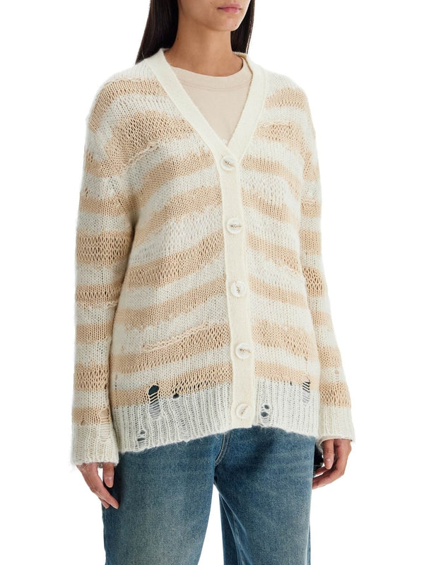 Stripe Distressed Cardigan