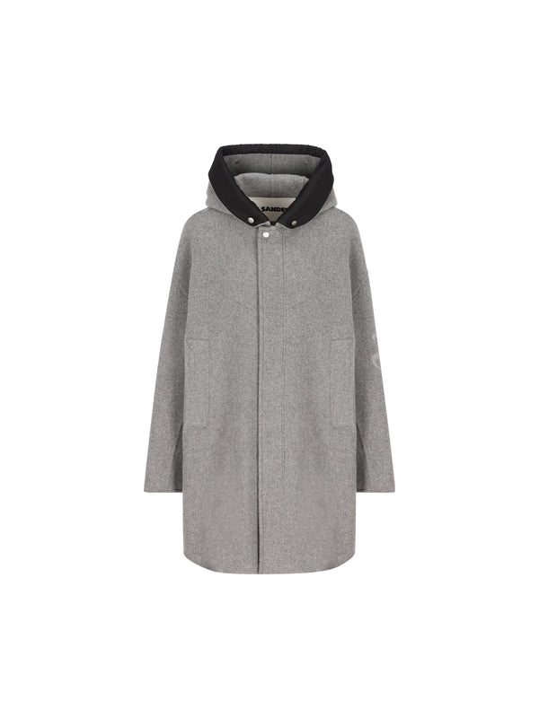 Logo Sleeve Wool Parka