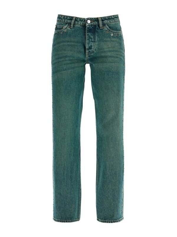 Crowd Button Stud Denim Pants