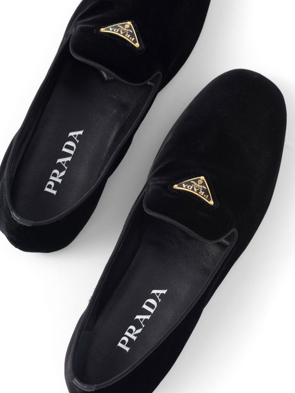 Triangle Logo Velvet Loafers