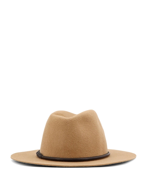 Monili Leather Detail Fedora Hat