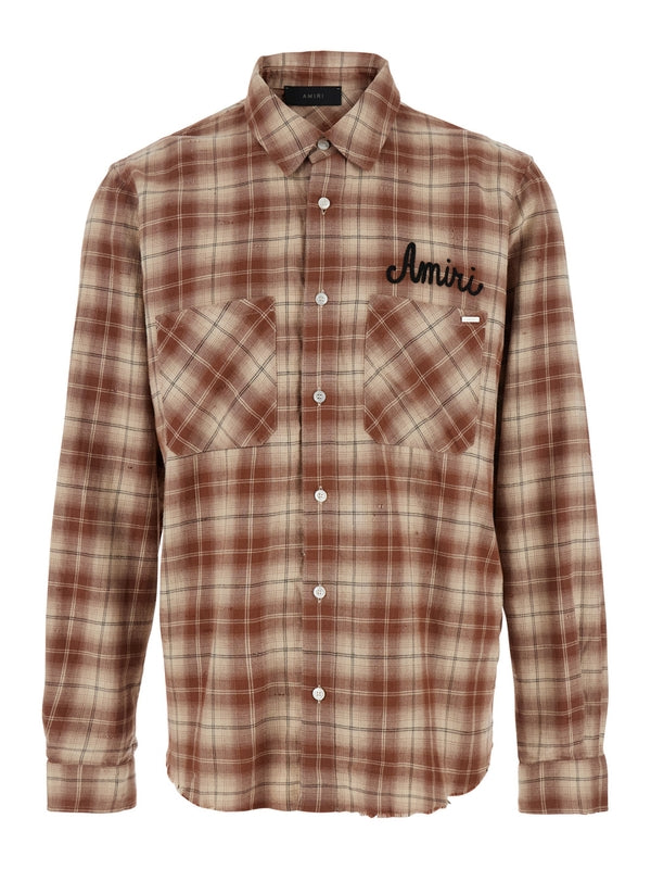 SHOTGUN Logo Embroidered Check Pattern Shirt