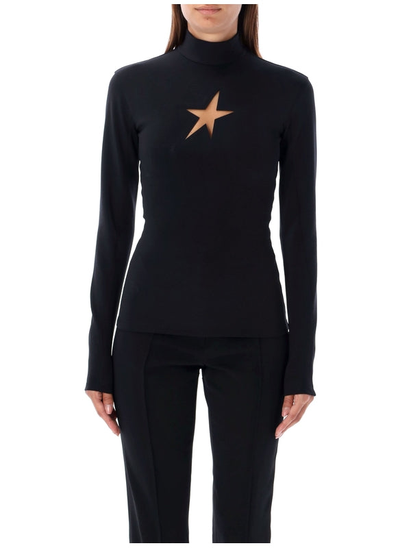 Star Cutout High-Neck Long Sleeve Top