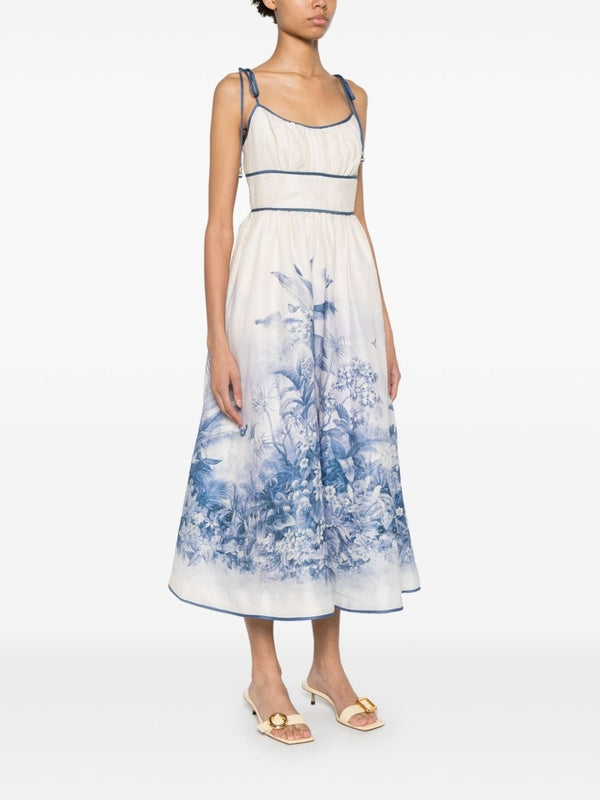 Wylie Flower Printing Linen Dress