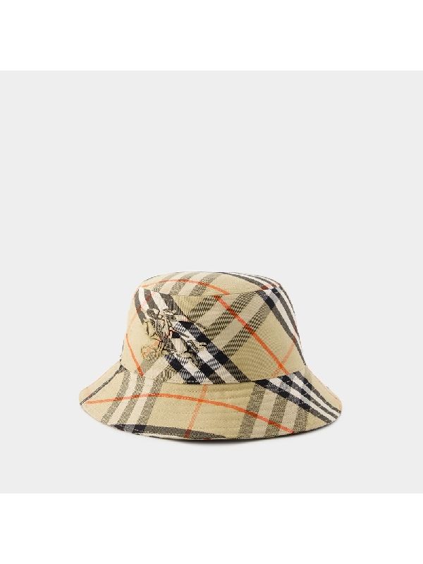 Check Cotton Blend Bucket Hat