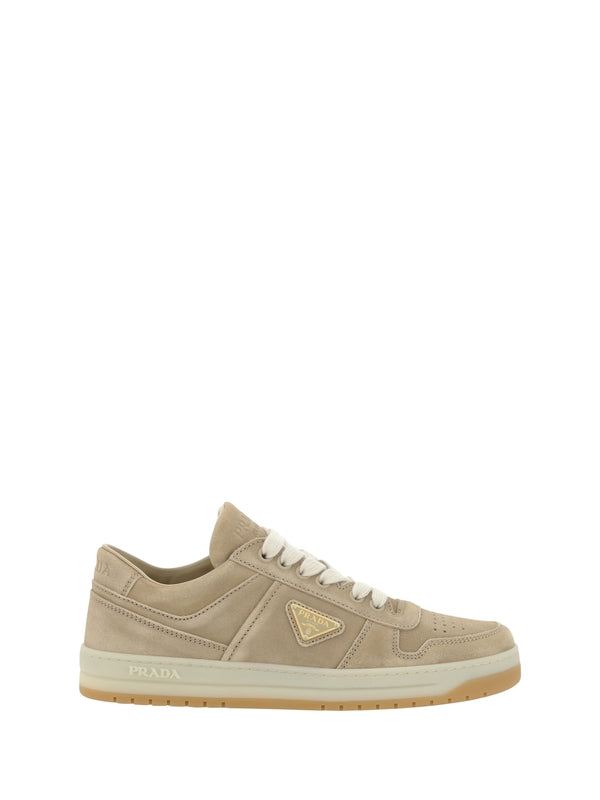 Triangular Logo Suede Low Top Sneakers