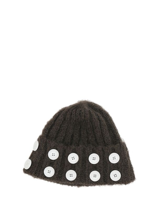 Button Decorated Mohair Beanie