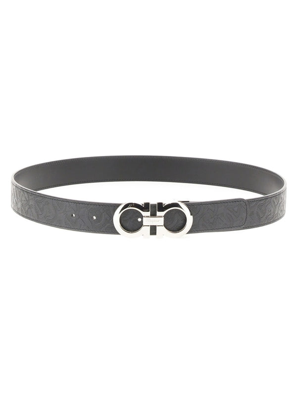 Double Gancini Buckle Leather Belt