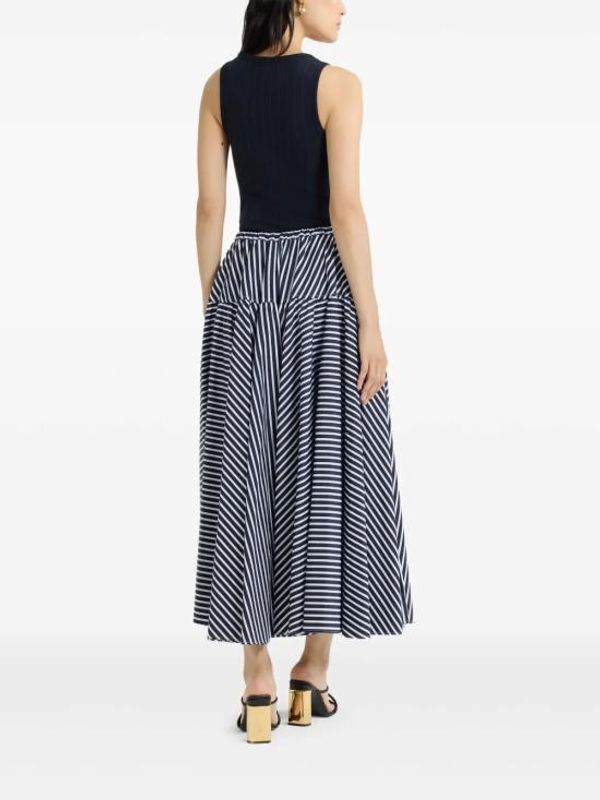 Diagonal Stripe Midi Skirt