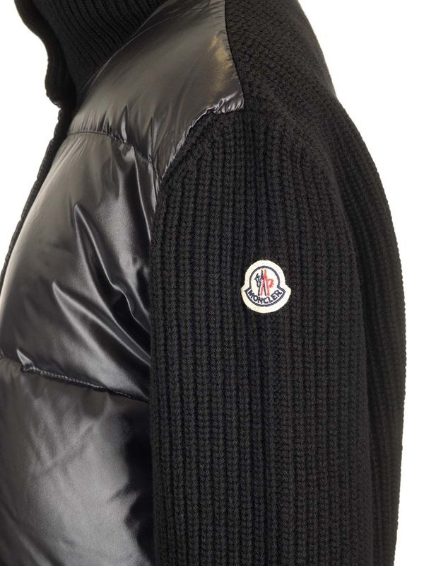 Logo Patch Knit Sleeve Padded Jacket