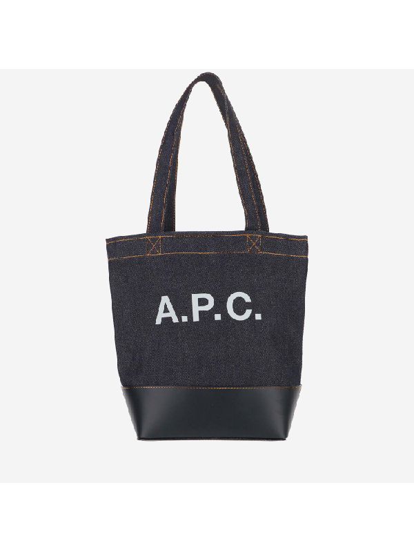 Axelle Logo Denim Leather Tote Bag