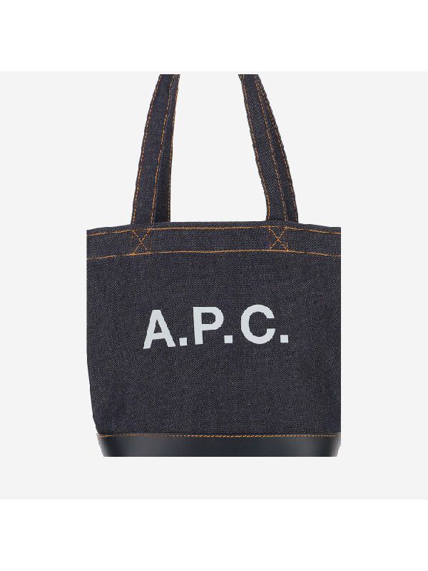 Axelle Logo Denim Leather Tote Bag