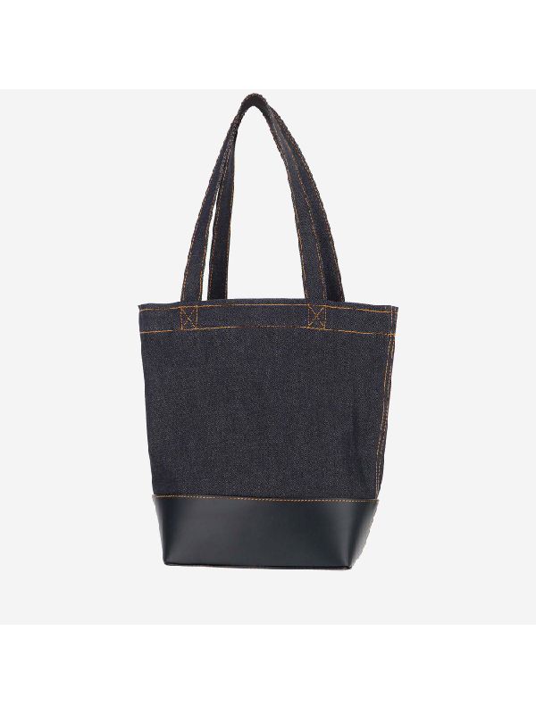 Axelle Logo Denim Leather Tote Bag