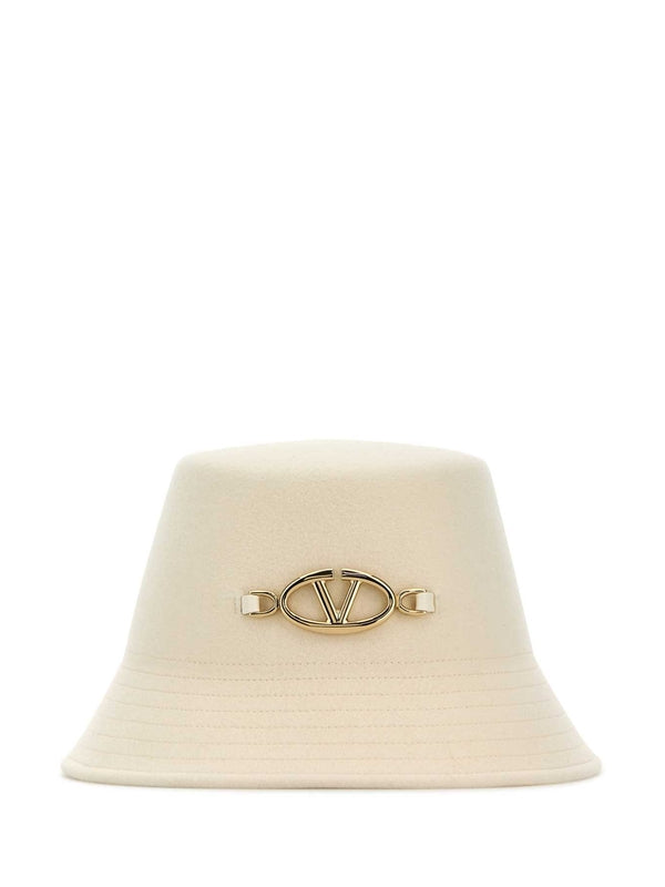 V Logo Decoration Wool Bucket
  Hat