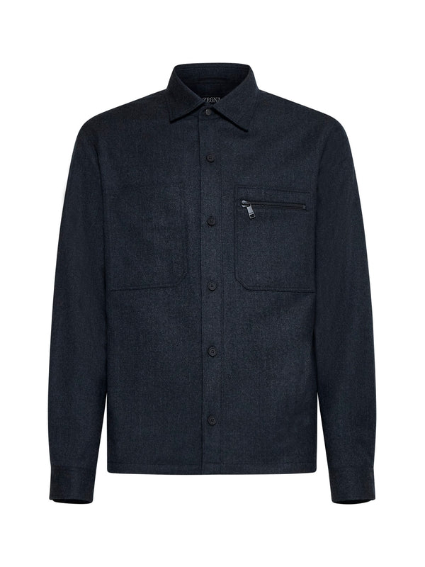 Zipper Pocket Wool Shirt