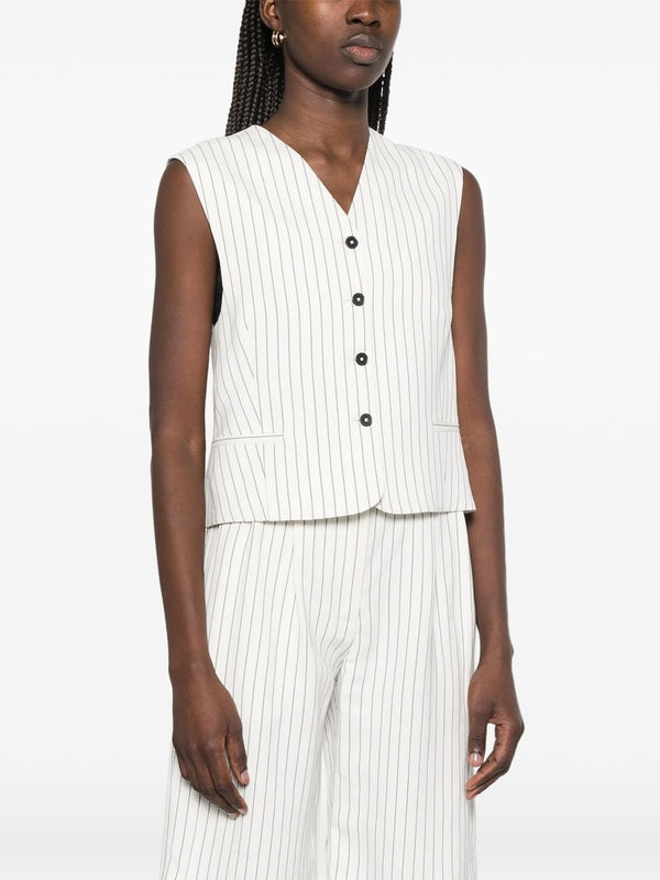 Stripe Viscose Linen Vest