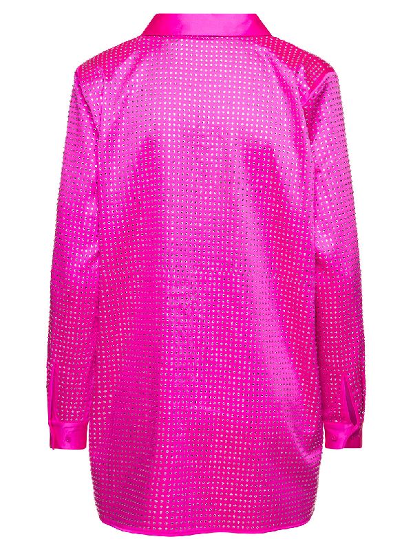 Allover Rhinestone Satin Shirt