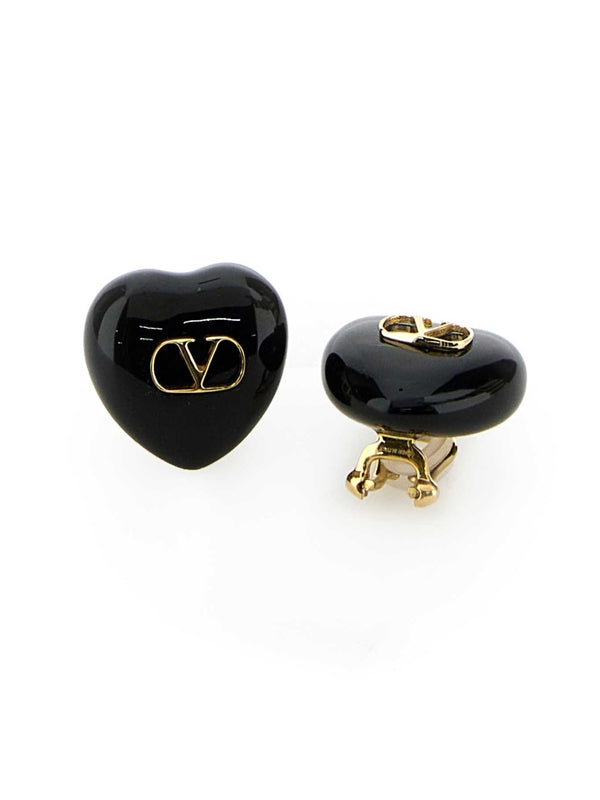 Coeur V Logo Enamel Earrings