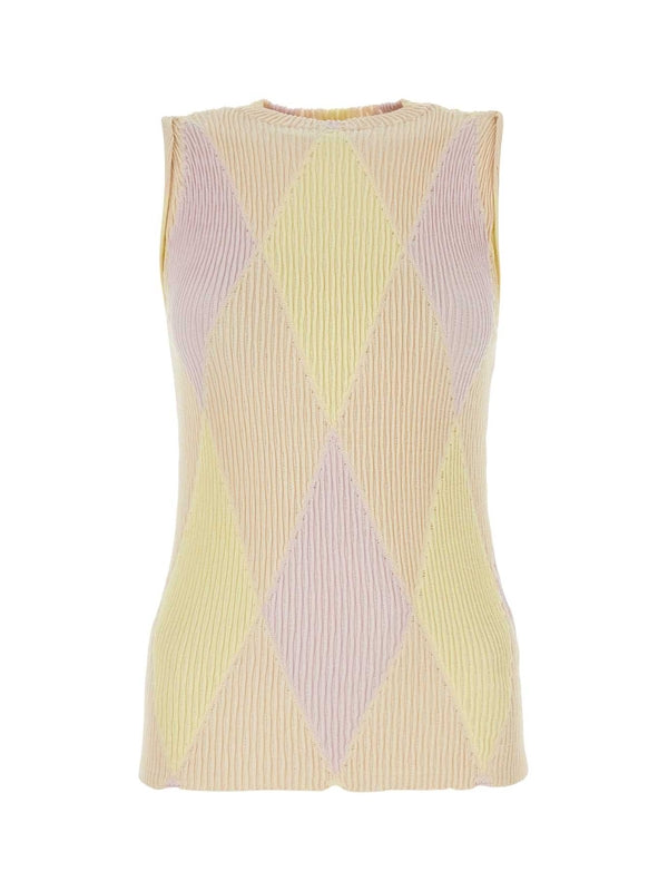 Argyle Check Cotton Silk Top