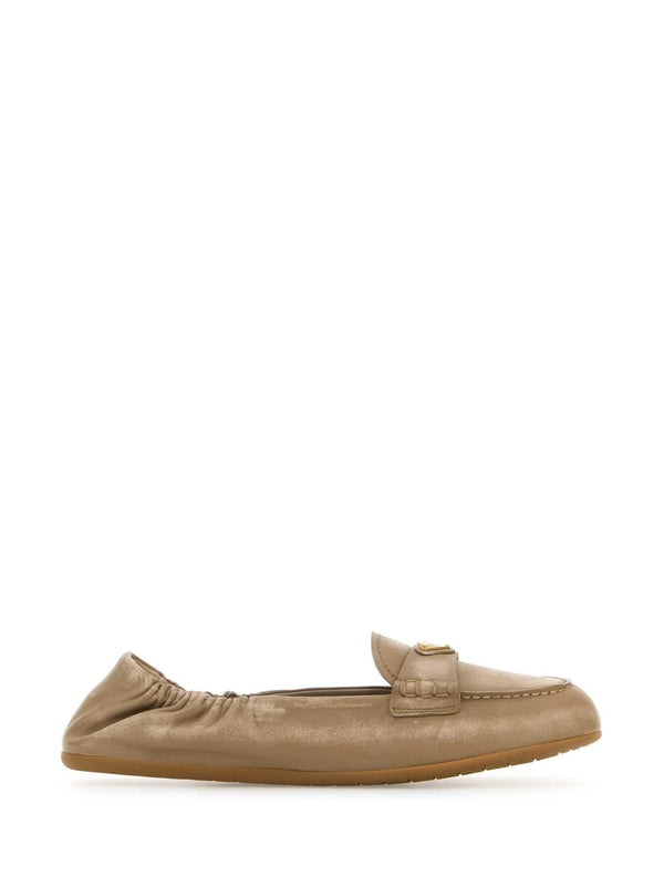 Triangle Logo Suede Loafers