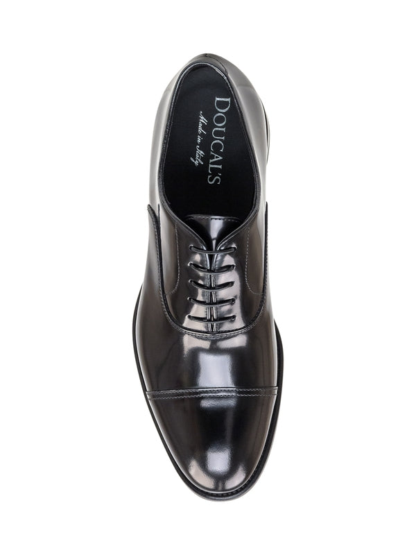 Black Leather Lace-Up Shoes