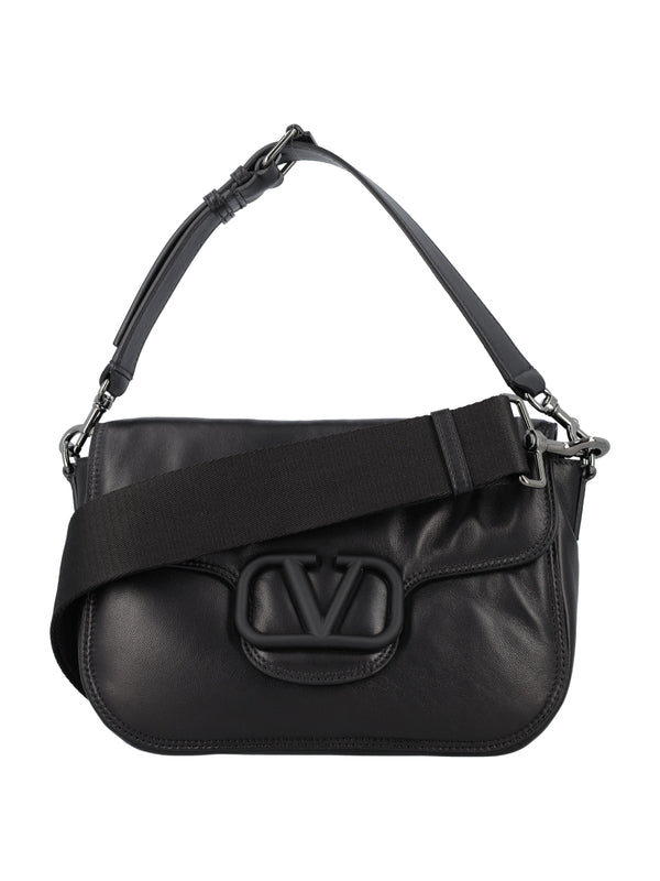 V Logo Leather Crossbody Bag