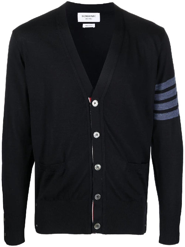 4-Bar Stripe Wool V-Neck
  Cardigan