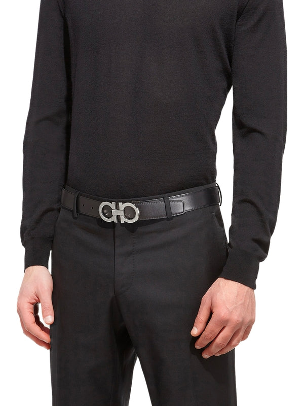 Gancini Buckle Reversible Leather Belt