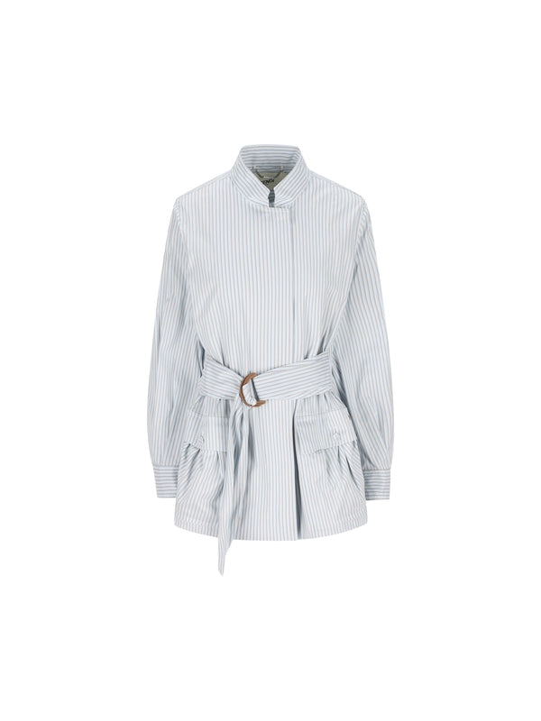 Stripe cotton silk jacket