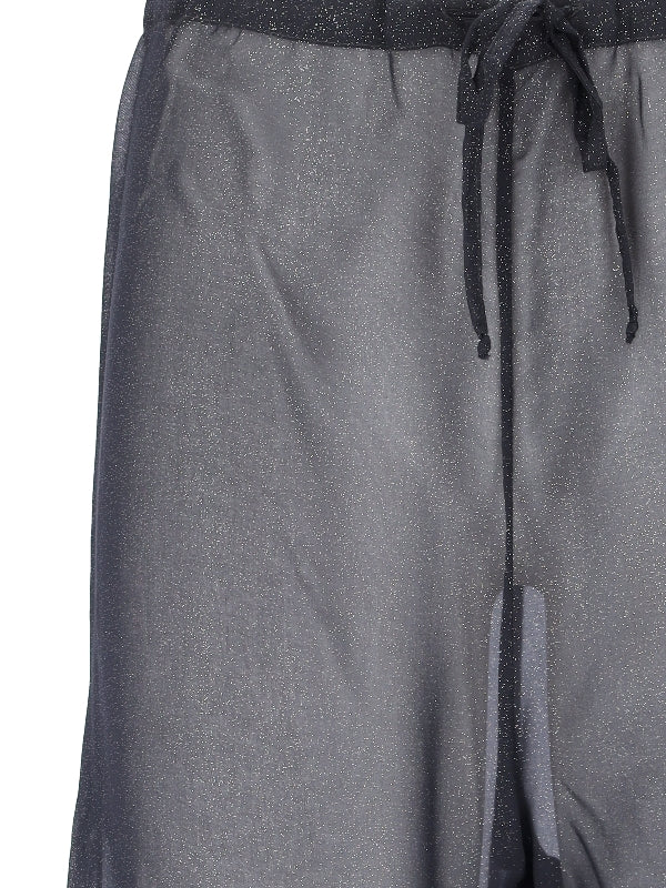 Lurex Detail Feather Hem Pajama
  Pants