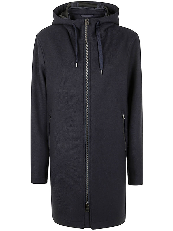 Wool Blend Hooded Coat