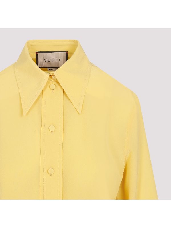 Yellow Silk Button-Up Shirt