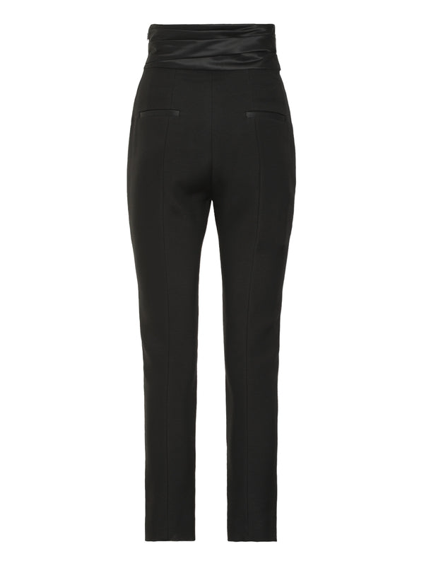 Satin Band Detail High-Waist Pants