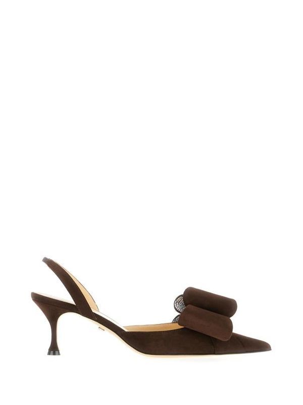 Bow Detail Leather Slingback Heel