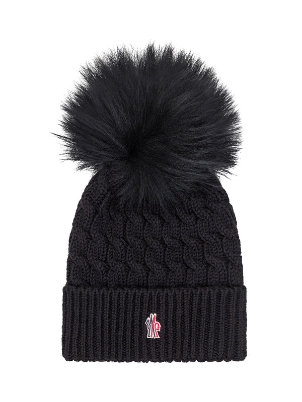 Logo Patch Pom-Pom Wool Beanie