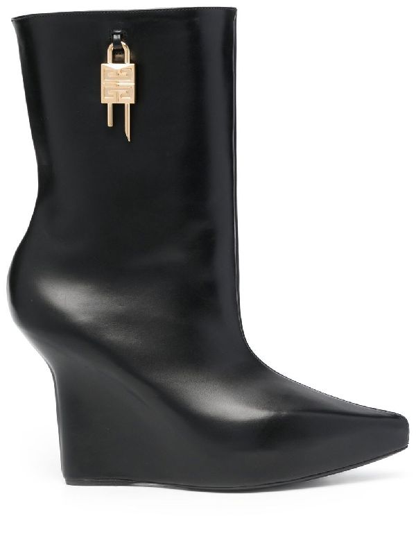 4g Lock Calfskin Wedge Boot Heel