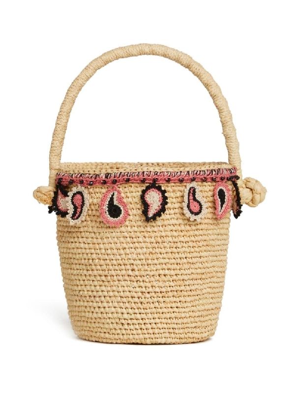 Paisley Detail
  Raffia Basket Bucket Bag