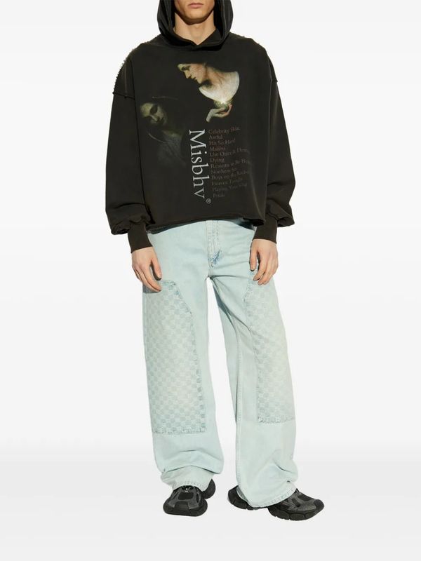 Monogram Detail Denim Pants