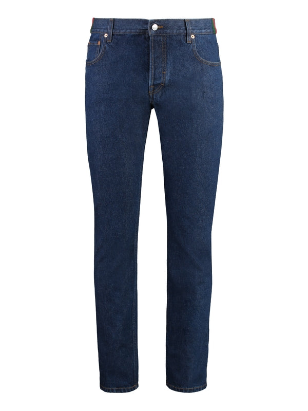 GUCCI - Web Back Logo Patch Denim
  Pants - Jente