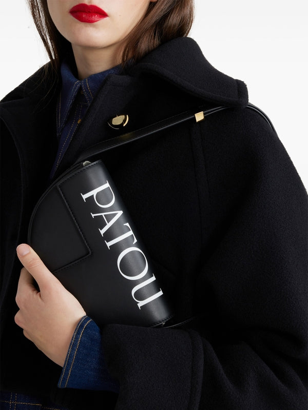 Logo Print Leather Shoulder Bag