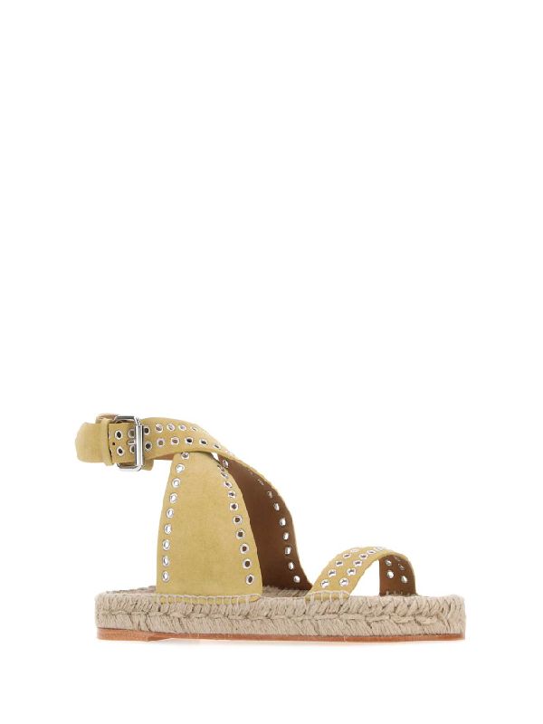 Eyelet Detail Suede Espadrille Sandals