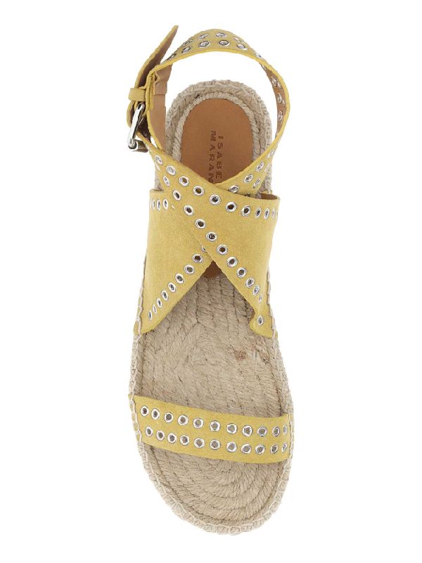 Eyelet Detail Suede Espadrille Sandals