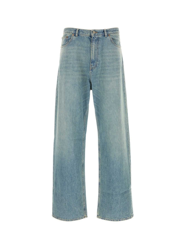 Back Logo Patch Wide Denim Pants