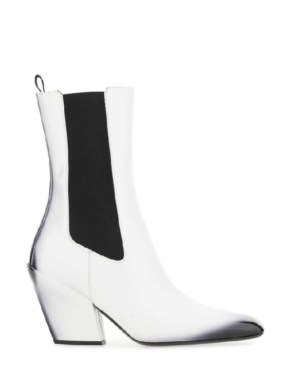 White Leather Chelsea Boot Heelss