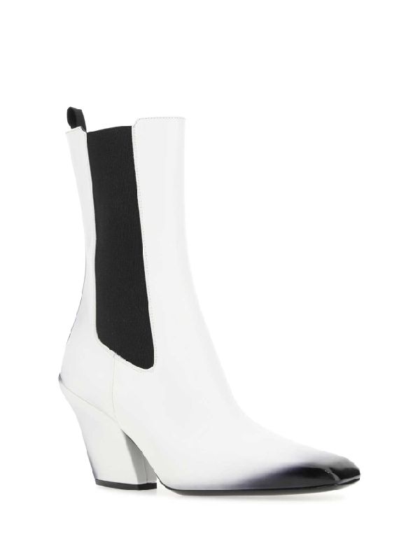 White Leather Chelsea Boot Heelss