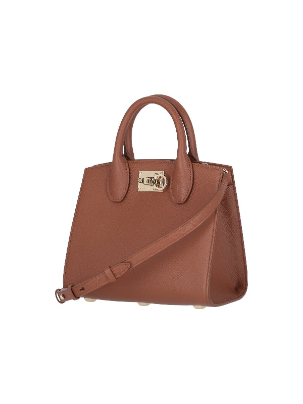 FERRAGAMO - Studio Gancini Leather Tote Bag - Jente