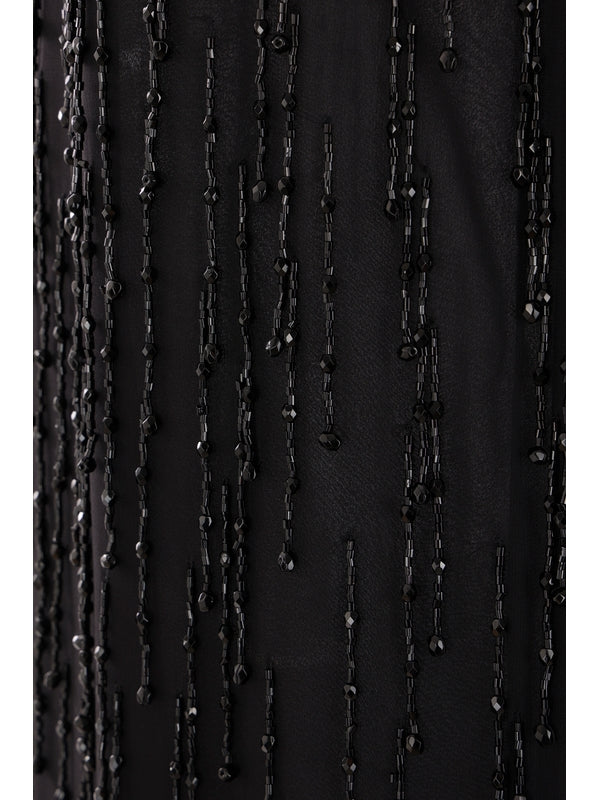 Beaded Fringe Silk Dress