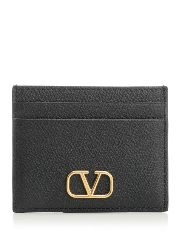 V Logo Leather Cardholder