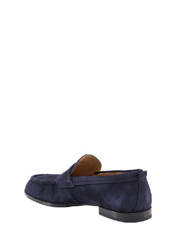 Blue Suede Penny Loafers